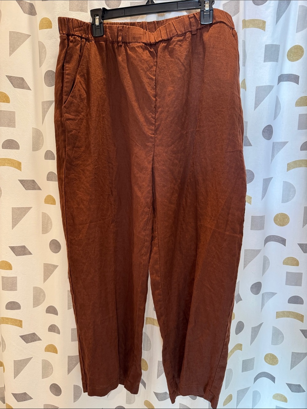Quince Women’s European Linen pull on pant in Chocolate Brown